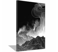 HUYEEI Oeuvre Peinte Abstraite Toile Moderne Mur Scène de montagne linéaire S'applique à,Tableau Decoration Murale Chambre Salon Maison Deco Cuisine(Couleur noir et blanc156)-70x100cm Encadrée