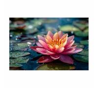 HUYEEI Peinture de paysage Lotus au milieu de l'eau décoration murale, œuvre d'art moderne, adaptée à la chambre à coucher, au salon, à la salle de bain(rose90)-20x30cm Sans cadre