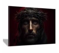 HUYEEI Peinture de style classique de Jésus-Christ Couronne d'épines rouge impression murale,adaptée à la décoration, le salon, la chambre, l'église, l'hôpital(noir157)-40x60cm Encadrée