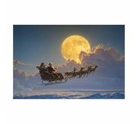 HUYEEI peinture sur toile Muraux D'hiver Esthétiques Le traîneau du Père Noël Impression Sur Toile Vintage Affiche Peintures Decoration Chambre Maison(bleu142)-60x80cm Sans cadre