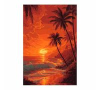HUYEEI peintures sur toile Vagues reflétées par une noix de coco avec photos contemporaines de mer plage décoration murale pour salon chambre salle de bain à coucher(orange)-20x30cm Sans cadre
