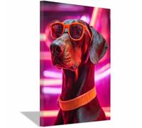 HUYEEI Poster Animaux Chien à la mode Modernes Motifs chien Tableaux Muraux, Déco Poster pour le salon, la chambre, Couloir de bureau etc.(noir)-60x90cm Encadrée