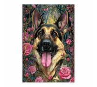HUYEEI Poster Animaux Chien embrassant une fleur Modernes Motifs chien Tableaux Muraux, Déco Poster pour le salon, la chambre, Couloir de bureau etc.(noir)-60x90cm Sans cadre