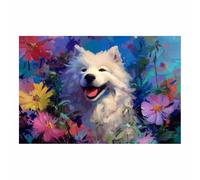 HUYEEI Poster Animaux Chiens cachés dans les buissons Modernes Motifs chien Tableaux Muraux, Déco Poster pour le salon, la chambre, Couloir de bureau etc.(blanc)-60x80cm Sans cadre