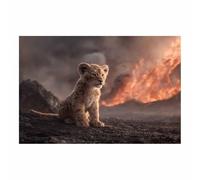 HUYEEI Poster Animaux Les lionceaux assis dans les bras des lions Modernes Motifs Lion Tableaux Muraux, Déco Poster pour le salon, la chambre, Couloir de bureau etc.(marron65)-40x60cm Sans cadre