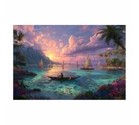 HUYEEI Poster Décoration Paysage Nature Chanson des pêcheurs impression d'art, pour le salon et la chambre la chambre, Couloir de bureau etc.(bleu)-20x30cm Sans cadre