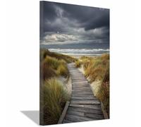 HUYEEI Poster Décoration Paysage Nature Sentiers sablonneux balayés par le vent impression d'art, pour le salon et la chambre la chambre, Couloir de bureau etc.(gris)-60x80cm Encadrée