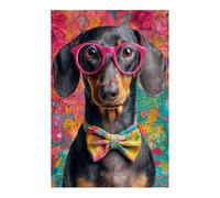 HUYEEI Poster sur toile représentant un chien Chien nœud papillon avec impression d'art, pour le salon, la salle de bain Décoration murale, etc.(noir)-70x100cm Sans cadre