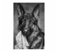 HUYEEI Poster sur toile représentant un chien Chien portant du papier avec impression d'art, pour le salon, la salle de bain Décoration murale, etc.(noir)-70x100cm Sans cadre