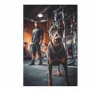 HUYEEI Poster sur toile représentant un chien Chiens aimant le sport avec impression d'art, pour le salon, la salle de bain Décoration murale, etc.(noir)-60x80cm Sans cadre