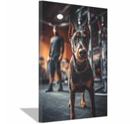 HUYEEI Poster sur toile représentant un chien Chiens aimant le sport avec impression d'art, pour le salon, la salle de bain Décoration murale, etc.(noir)-40x60cm Encadrée