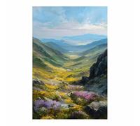 HUYEEI sur Toile de Paysage Prairie fleurie dans la vallée Tableaux Modernes Impressions Salon la salle de bain Chambre Affiche Mur Image Décoration(vert)-70x100cm Sans cadre