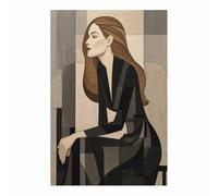 HUYEEI Tableau abstrait moderne sur toile Postures de visages en blocs Grande peinture d'art affiche murale,pour Salle de bain Bureau Cuisine Couloir Appartement Salon(noir)-70x100cm Sans cadre