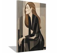 HUYEEI Tableau abstrait moderne sur toile Postures de visages en blocs Grande peinture d'art affiche murale,pour Salle de bain Bureau Cuisine Couloir Appartement Salon(noir)-70x100cm Encadrée