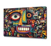 HUYEEI tableau mural abstrait moderne Collections de visages fantastiques pour le salon, la décoration de la maison(Multicolore)-20x30cm Encadrée