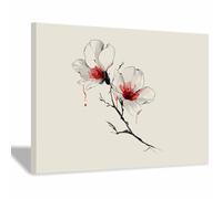 HUYEEI Tableau Paysage Nature Branche fleurie peinte toile murale decoration, Convient pour la chambre, bureau,salon,couloir,salle de classe(beige144)-60x80cm Encadrée