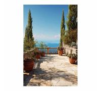 HUYEEI Tableau Paysage Nature Terrasse avec vue sur la mer toile decoration murale, impression d'art Convient pour la chambre, le salon, la salle de bain, etc.(bleu106)-60x80cm Sans cadre