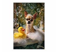HUYEEI Tableau sur toile chien Chien baignant un canard Muraux Imprimée en HD Convient pour salon, chambre à coucher, chambre d'enfant(marron27)-60x90cm Sans cadre