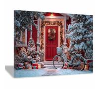 HUYEEI Tableau sur toile de Noël Sapin de Noël pour une décoration de chambre chaleureuse, idéal pour le salon, la salle de bain, la chambre(blanc160)-70x100cm Encadrée