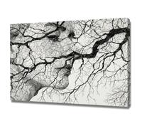HUYEEI Tableaux Muraux Modernes Style Abstrait Fusions de visages de branches Peinture sur Toile Affiches et Gravures,pour Chambre Salon Salle de bain Cuisine (Couleur noir et blanc)-60x90cm Encadrée
