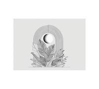 HUYEEI Tableaux Muraux Modernes Style Abstrait Lune en arche de feuilles Peinture sur Toile Affiches et Gravures,pour Chambre Salon Salle de bain Cuisine Couloir(Gris)-20x30cm Sans cadre