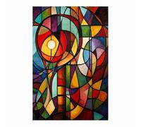 HUYEEI Tableaux Muraux Modernes Style Abstrait Peinture sur vitrail colorée Peinture sur Toile Affiches et Gravures,pour Chambre Salon Salle de bain Cuisine Couloir(multicolore)-60x80cm Sans cadre