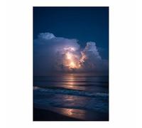 HUYEEI Toile murale à suspendre Mer nocturne orageuse Peinture de l'océan apaisante - Décoration d'intérieur pour salle de bain, salon, chambre à coucher(bleu)-60x80cm Sans cadre