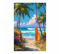 HUYEEI Vintage Paysage Image SurToile Plages Voile Noix de coco pour chambre à coucher, salon, paysage marin, plage de sable, océan, naturel(bleu)-20x30cm Sans cadre