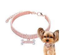 Huyeruie Collier pour chien | Collier avec pendentif en forme d'os pour animaux de compagnie | 3 rangées de strass réglables pour mariage chat et chien bijoux pour petits chiens et chats