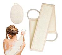 HUYIWEI 2 PCS Épurateur de dos en éponge Loofah,Peeling Set en Loofah et Eponge | Sangle Lave Dos et Pad | utilisée pour les soins du corps, exfoliant pour le dos,anti-pelage