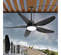 HUYOY IP65 Ventilateur de plafond Extérieur avec Éclairage 116cm étanche LED Plafonnier Ventilateur Silencieux 6 Vitesses Dimmable Ceiling Fan with Light pour Terrasse Gazebo, avec télécommande Noir