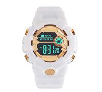 HUYTBYG Montre de sport numérique en caoutchouc pour homme avec affichage de la date, chronomètre, écran LCD Prw-2500, blanc, One Size
