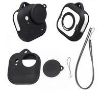 HUYUAWA Étui de protection en silicone compatible avec Insta360 GO Ultra Housse, capuchon d'objectif avec cordon pour Insta 360 GO-Ultra Tiny (type 2 : noir, avec dragonne)