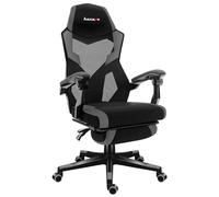 huzaro Combat 3.1 Fauteuil Gaming avec Repose Pieds, Dossier Inclinable 135°, Chaise Gamer Ergonomique en Tissu Et Mesh, Structure Renforcée, Charge 150 Kg, Certifié SGS, Gris