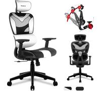 huzaro Combat 8 0 Chaise de gaming chaise de bureau fauteuil de direction jusqu'à 150 kg tissu ventilé soutien lombaire appui-tête accoudoirs 4D blanc