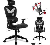 huzaro Combat 8 0 Chaise de gaming chaise de bureau fauteuil de direction jusqu'à 150 kg tissu ventilé soutien lombaire appui-tête accoudoirs 4D noir