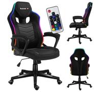 Huzaro Force 2.5 | éclairage LED RGB Gaming Chair Chaise d'ordinateur PC Chair | hauteur réglable fonction bascule tissu | jusqu'à 130 kg | noir
