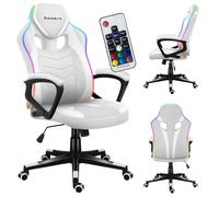 huzaro Force 2.5 RGB Blanc - Chaise Gaming LED | Tissu Respirant Huge Mesh | Accoudoirs Confort | SoftFlex | Inclinaison 135°| USB | Base Renforcée | Fauteuil Gamer Ergonomique