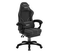 huzaro Force 3.7 Chaise Gaming Ergonomique | Fauteuil Gamer avec Repose-Pieds et Coussin Lombaire | Dossier Inclinable | Accoudoirs Confort | Tissu Respirant | roulettes Silencieuses | Carbone Noir