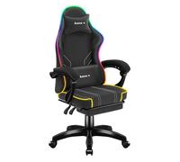 huzaro Force 3.7 Chaise Gaming RVB avec Luminaire | Repose-Pieds | Coussin Lombaire et Cervical | Mécanisme SeatRest | roulettes Silencieuses | Tissu Respirant | Siège Ergonomique | Noir et RVB