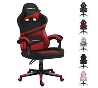 huzaro Force 4.4 | Chaise Bureau | Fonction Bascule | Ergonomique | Tissu Mesh | Appui-tête | Coussin Lombaire | Réglable en Hauteur | PC Gaming | Accoudoirs Souples | Rouge