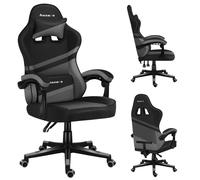 Huzaro Force 4.4 | Chaise de jeu Chaise de bureau Chaise de bureau ergonomique | Appuie-tête Coussin lombaire Réglable en hauteur Fonction bascule | Tissu | Gris