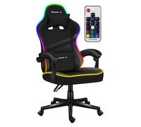 Huzaro Force 4.4 | RGB LED éclairage chaise de jeu chaise de bureau chaise de bureau tissu ergonomique | appui-tête coussin lombaire fonction bascule | noir