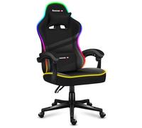 Huzaro Chaise de bureau Force 4.4 RVB – Ergonomique, Éclairage LED, Tissu mesh, Appui‑tête, Noir