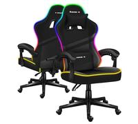 huzaro Force 4.4 RVB | Éclairage LED | Chaise Bureau | Ergonomique | Tissu Mesh | Appui-tête | Coussin Lombaire | Réglable en Hauteur | PC Gaming | Accoudoirs Souples | Noir