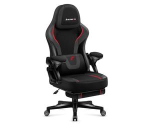 huzaro Force 4.6, Chaise Gaming, Design Ergonomique, Repose-Pieds | Parfait pour Un Post PC Gamer, Fonction Bascule, Appuie-tête réglable, Charge Max 130 kg, Tissu Noir