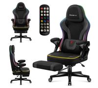 Huzaro Force 4.6 RGB | Chaise de jeu LED Chaise PC ergonomique | Musique Sync | Repose-pieds Fonction bascule Dossier réglable | Jusqu'à 130 kg | Noir