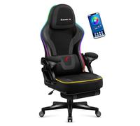 Chaise gaming HUZARO FORCE 4.6 - Noir LED RVB - Repose-pieds et éclairage RGB LED - Ergonomique