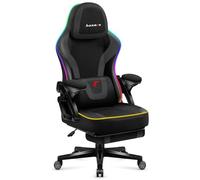 huzaro Force 4.6 RVB | Chaise Gaming | Design Ergonomique | Eclairage LED avec Sync Musique | Repose-Pieds | Fonction Bascule | Appuie-tête réglable | Charge Max 130 kg | Tissu Noir