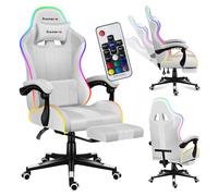 huzaro Force 4.7 Chaise de Gaming Éclairage LED RGB | Ergonomique | Charge Max 140 kg | Double Inclinaison | Accoudoirs | Coussin Lombaire | Repose-Pieds | Maille RVB | Couleur Blanche